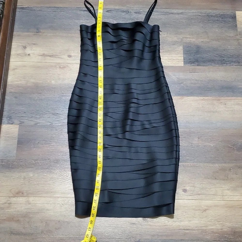 Whbm tiered bodycon black formal dress